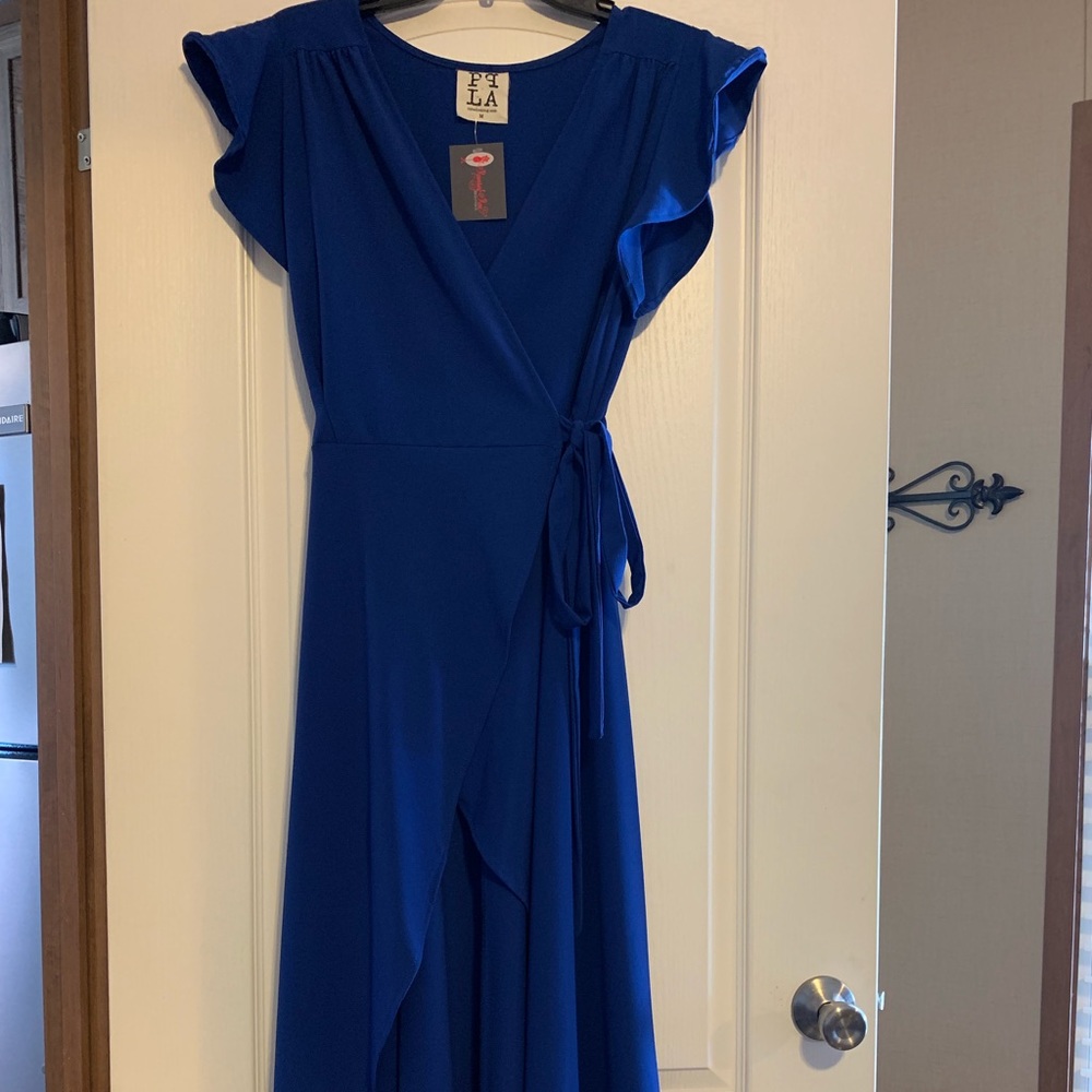 STUNNING Royal Blue Wrap Dress w/Fishtail